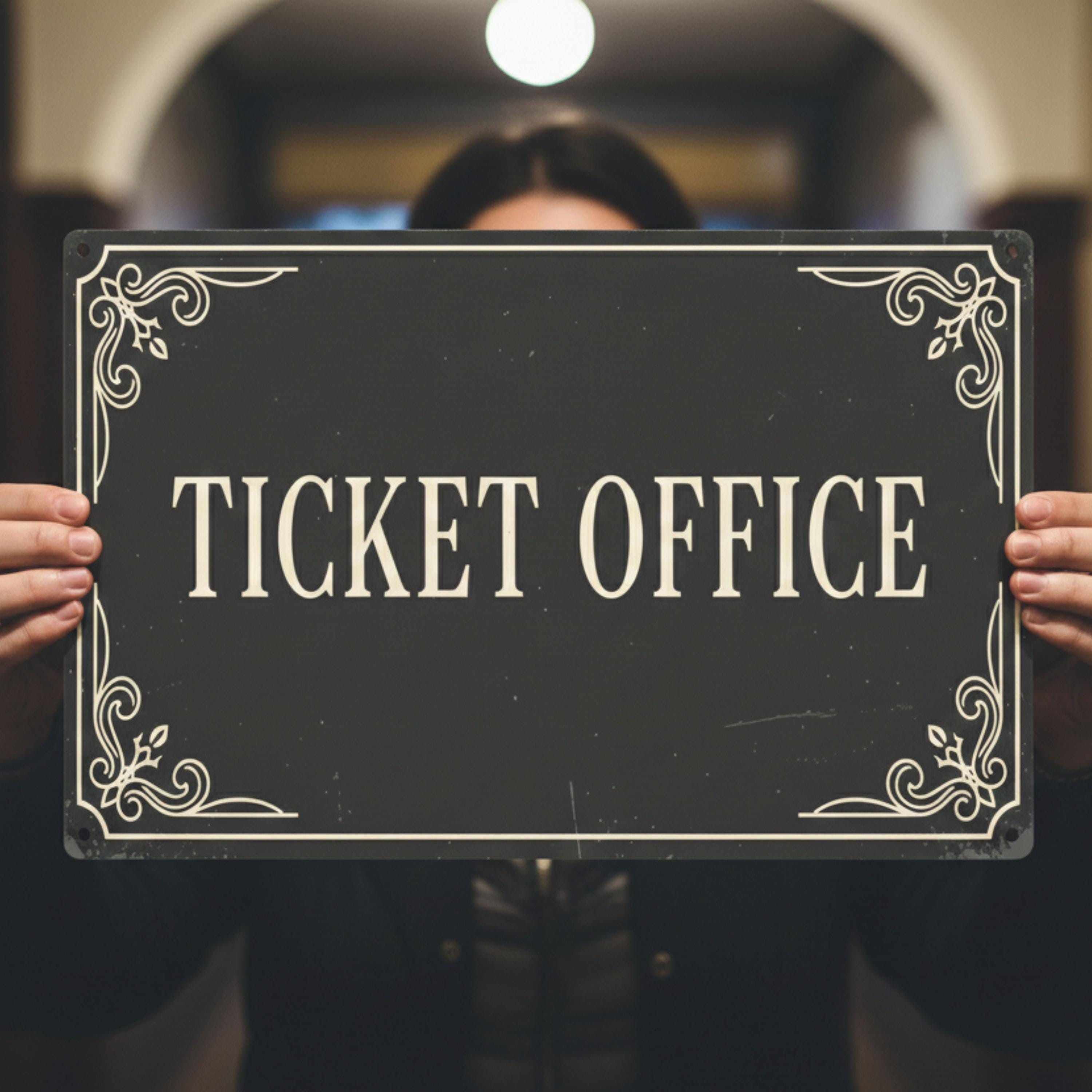 Vintage Ticket Office Sign, Theater Venue Event Metal Plaque, Concession Wayfinding Decor