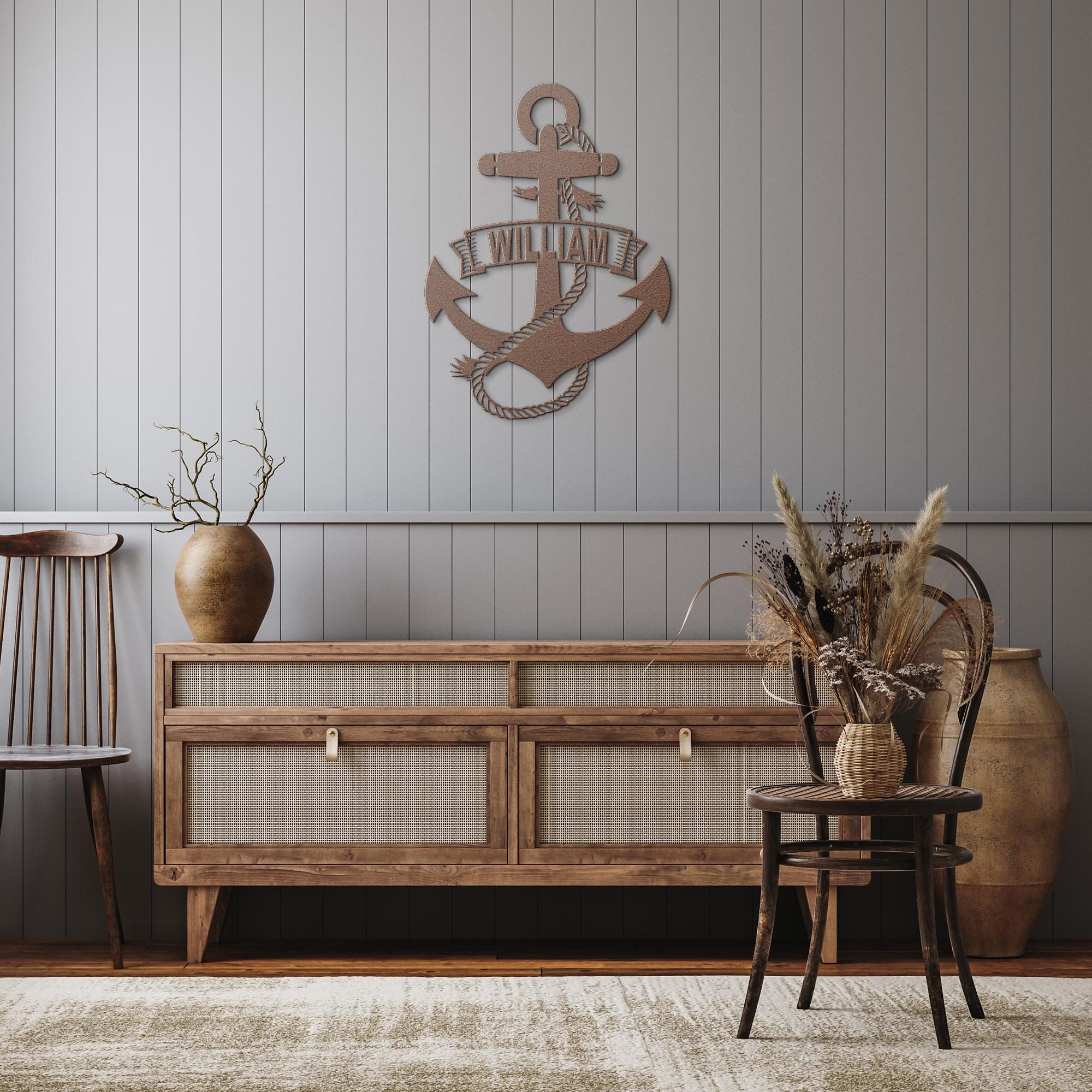 Personalized Anchor Metal Sign: Custom Nautical Wall Art