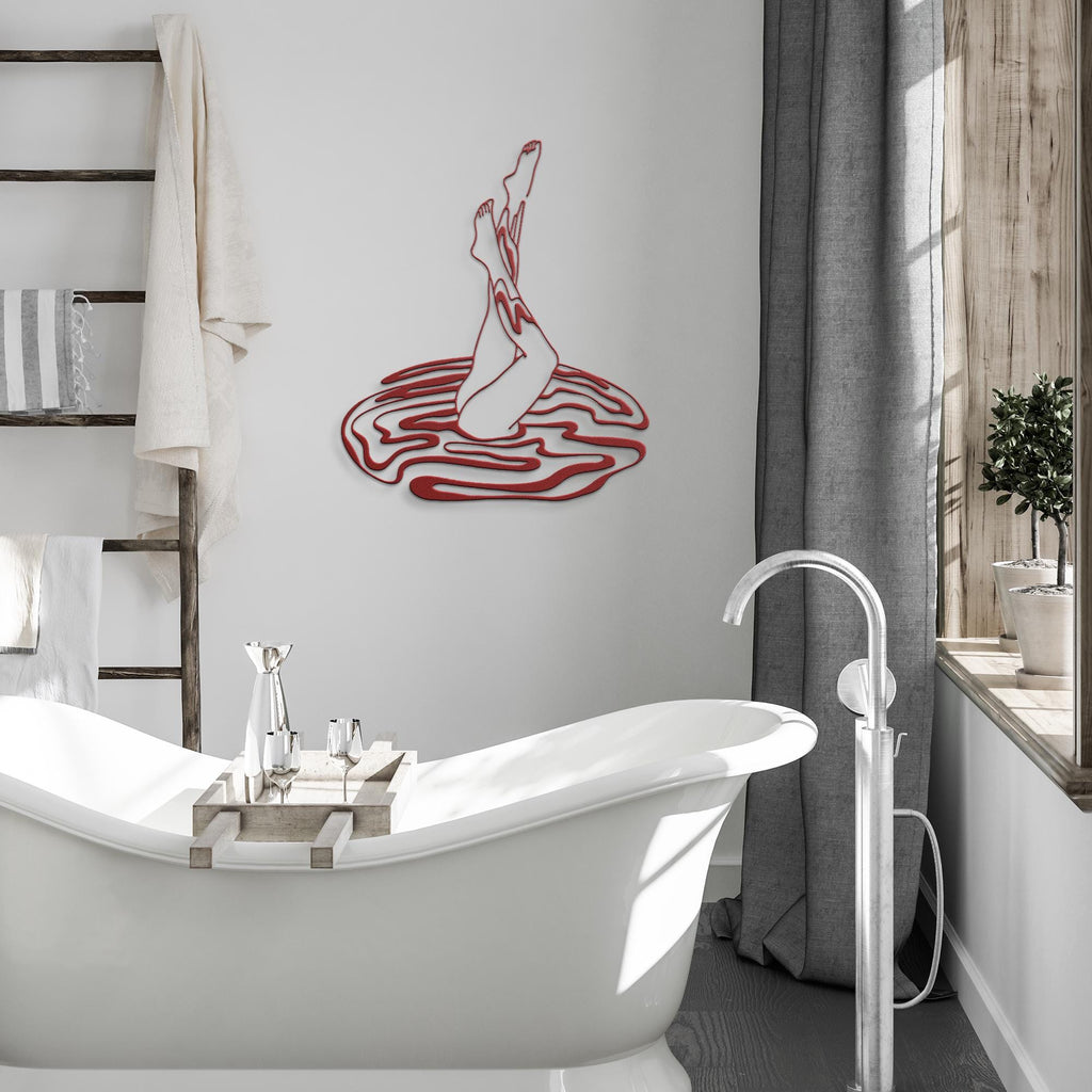 Artistic Pool Legs Metal Wall Art, Minimalist Swimmer Sign, Summer Home Decor, Fun Gift