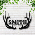 Personalized Antler Sign - Custom Family Name Metal Wall Art | Rustic Cabin Decor Gift