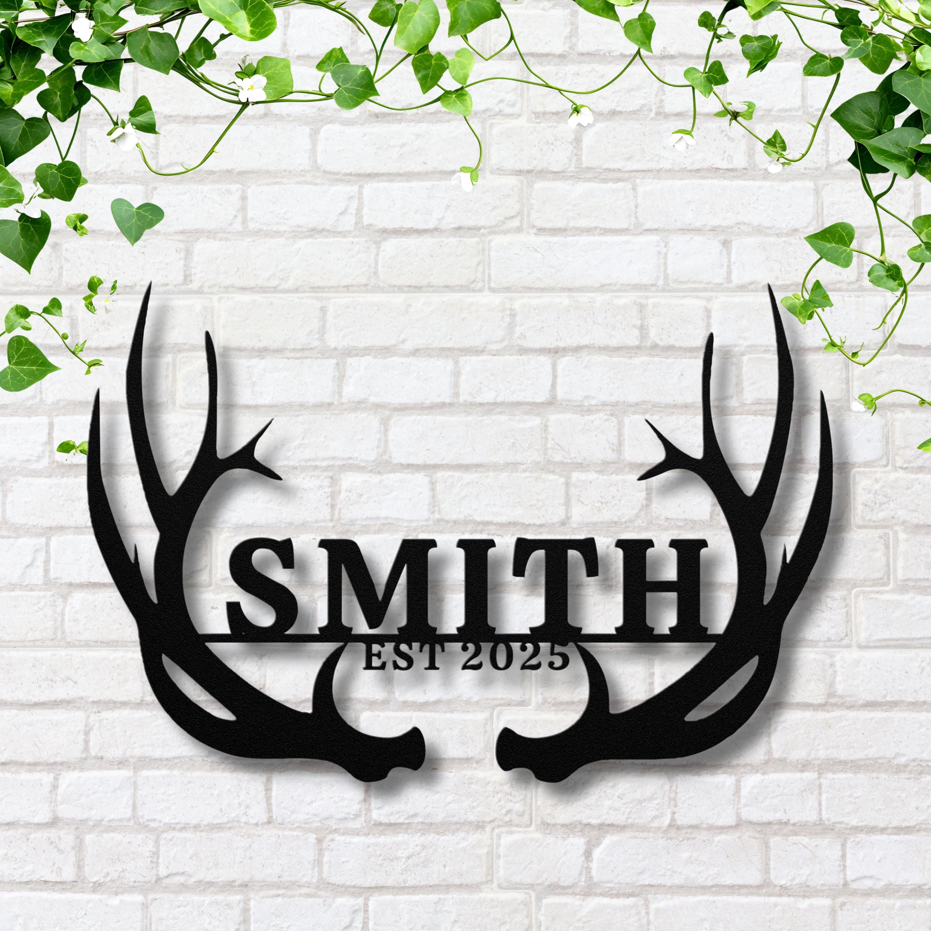 Personalized Antler Sign - Custom Family Name Metal Wall Art | Rustic Cabin Decor Gift