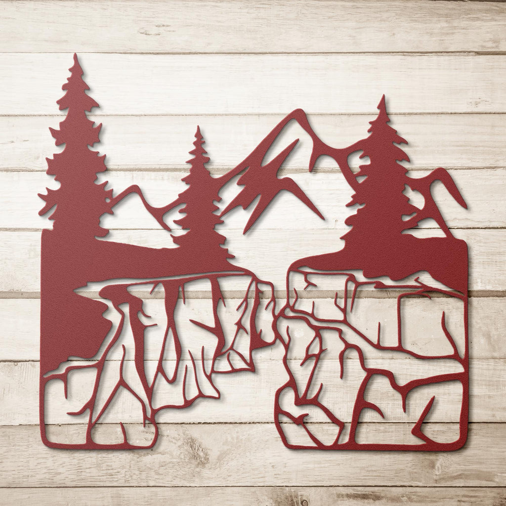 Mountain Canyon Metal Wall Art, Nature Landscape Die Cut Sign, Adventure Decor