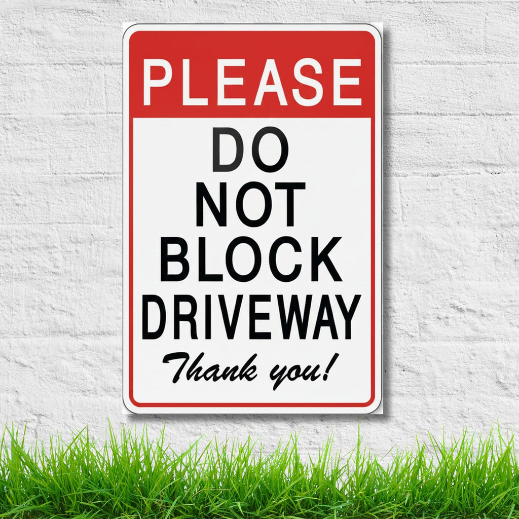 Do Not Block Driveway Sign, Parking Warning Plaque, Private Property Metal Sign