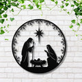 Nativity Metal Sign – Religious Wall Art | Holy Family Black Metal Ornament