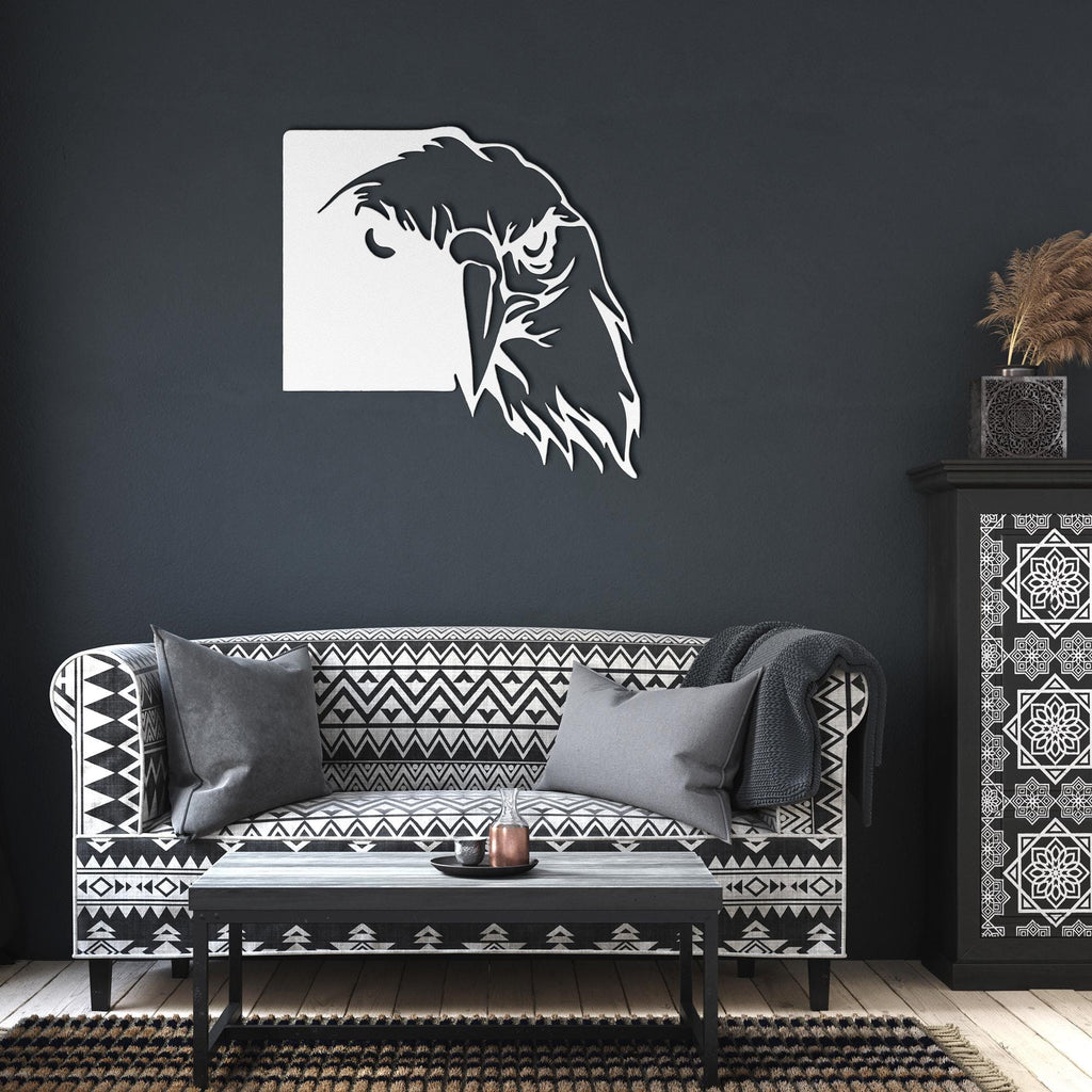 Die-Cut Black Eagle Head Metal Wall Art, Raptor Sign