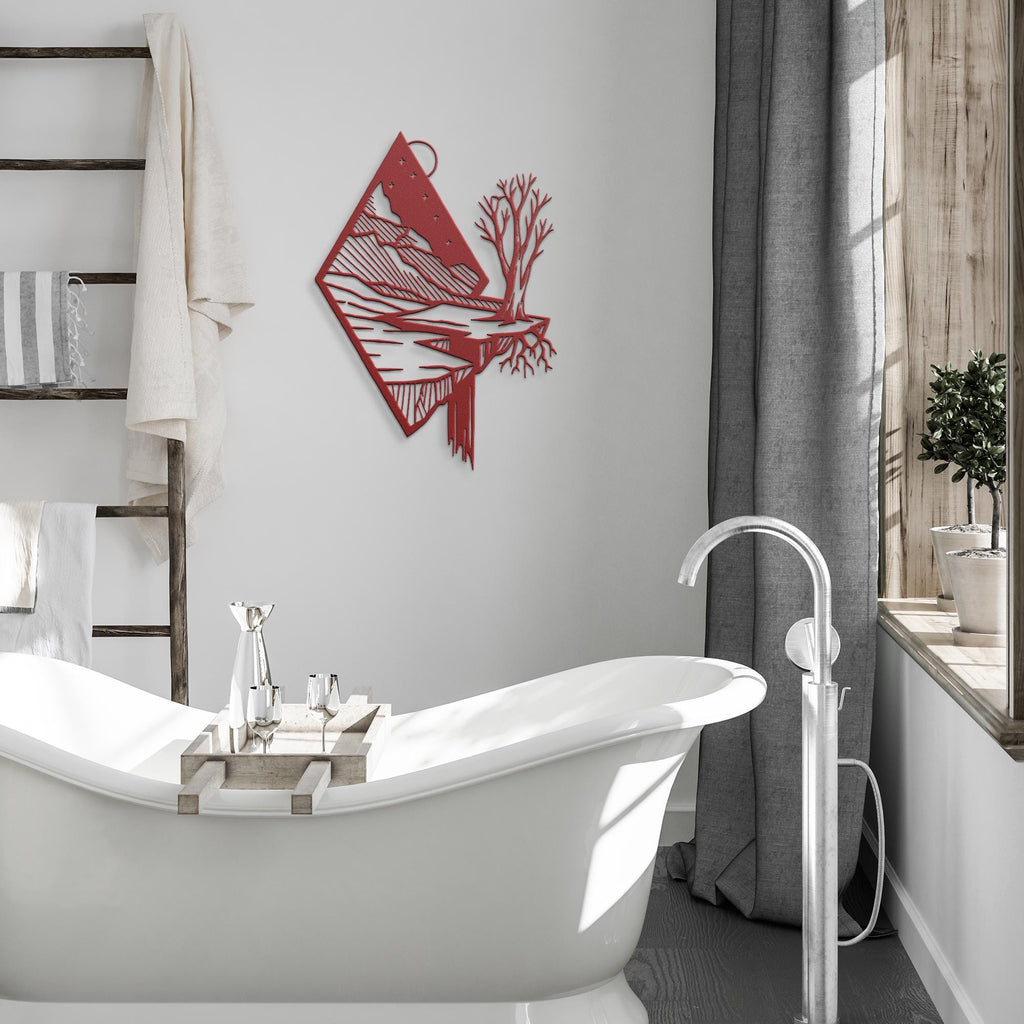 Geometric Metal Wall Art – Mountain Wall Decor With Diamond Waterfall Design