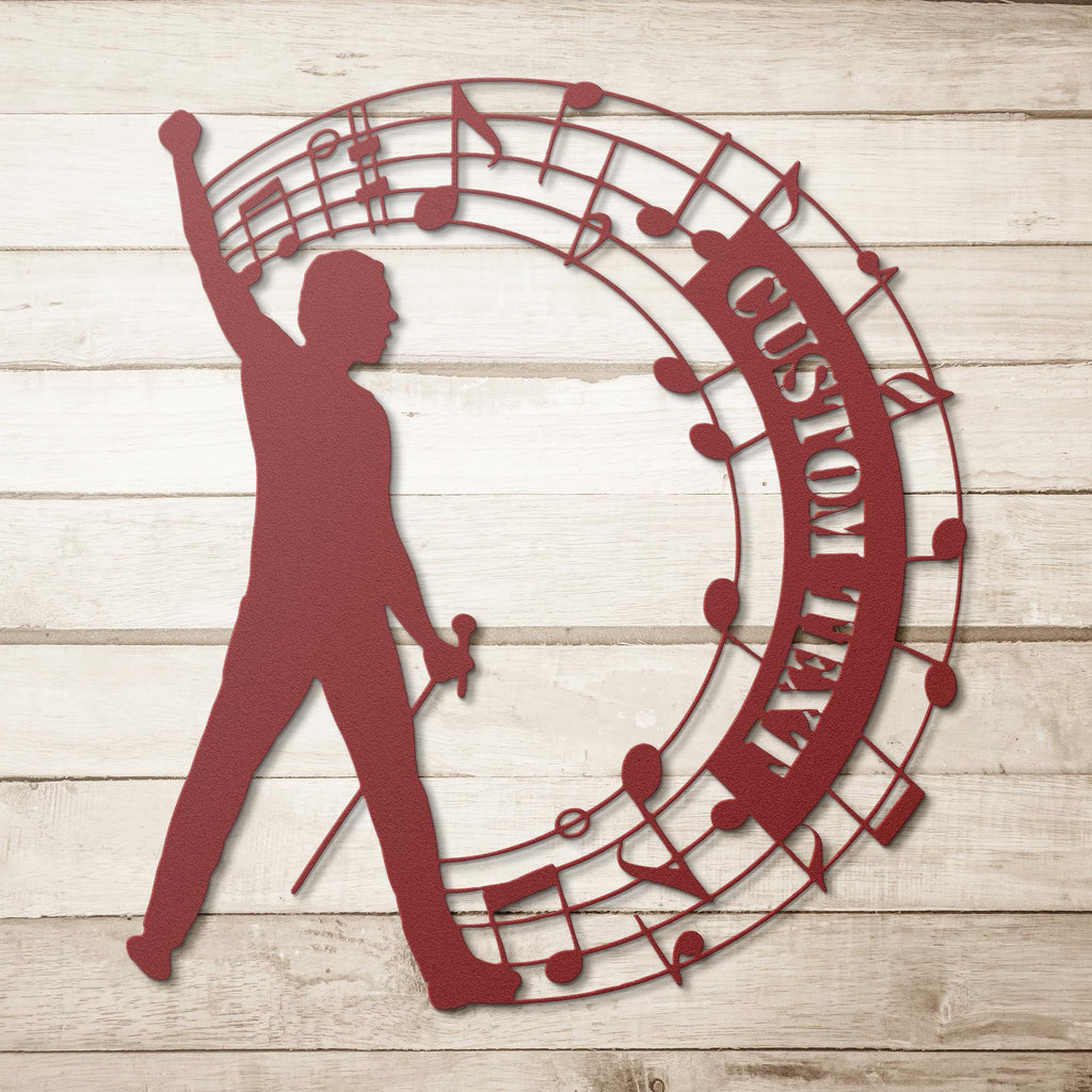 Personalized Musician Metal Sign, Rock Star Silhouette, Custom Music Notes