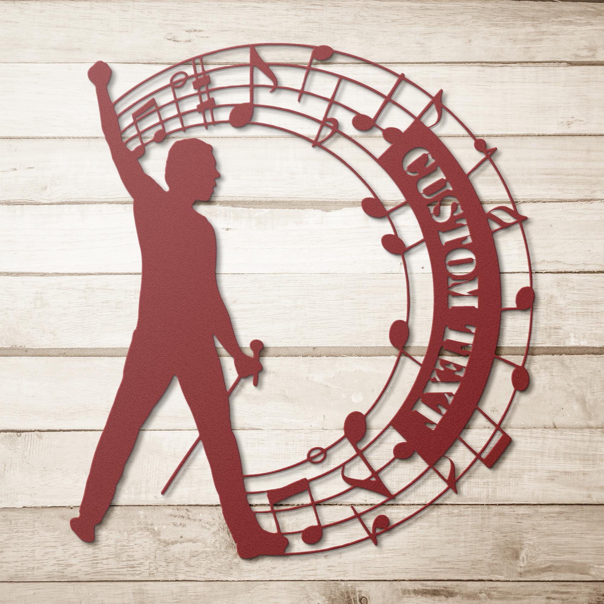 Personalized Musician Metal Sign, Rock Star Silhouette, Custom Music Notes