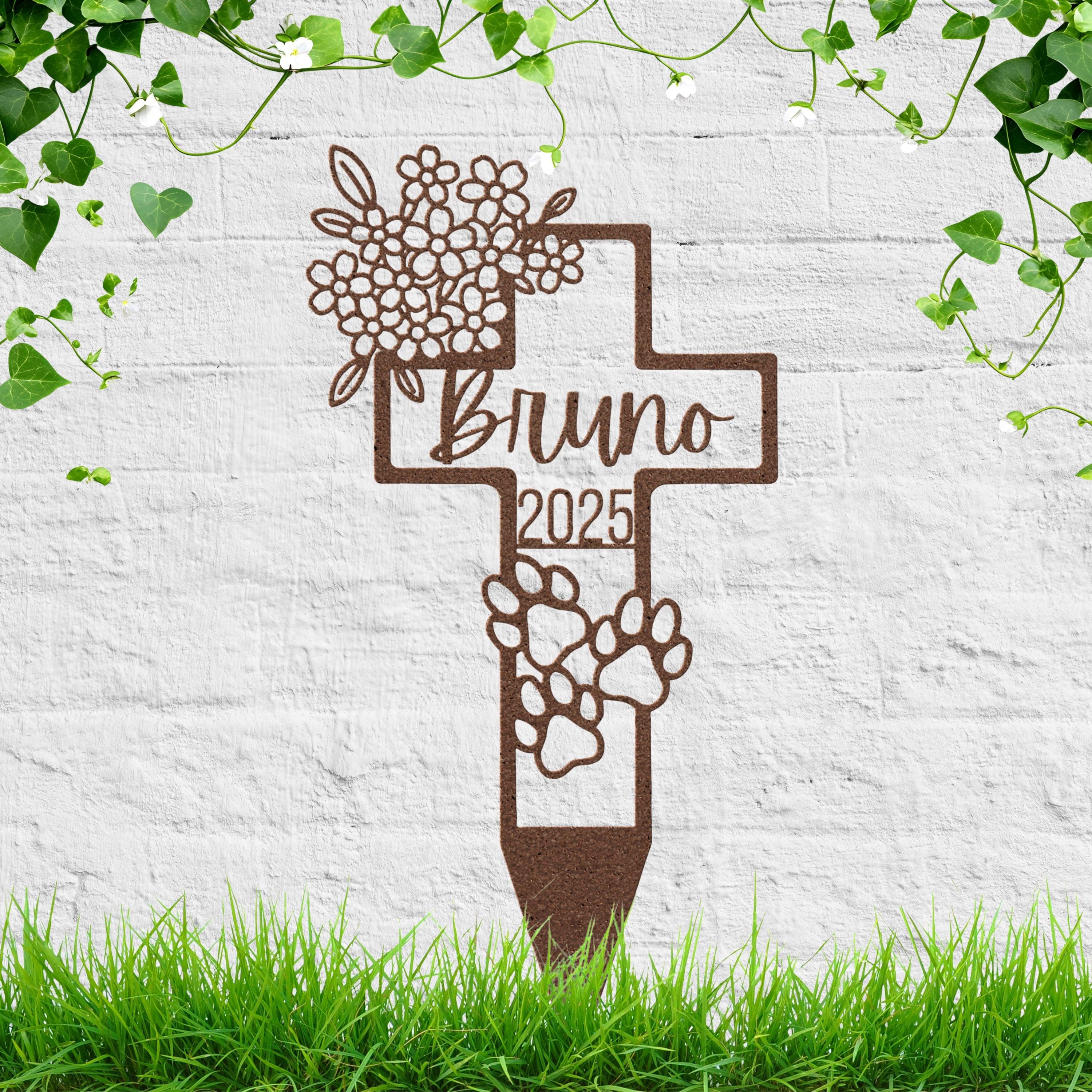 Pet Memorial Garden Stake - Custom Paw Print Marker | Personalized Dog Cat Remembrance Plaque