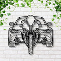 Car and Motorcycle Metal Wall Art | Automotive Duet Silhouette | Front View Die-Cut Sign | Garage Decor | Motorhead Gift