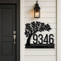 Personalized Tree Address Sign, Custom Metal House Numbers, Outdoor Curb Appeal Home Decor