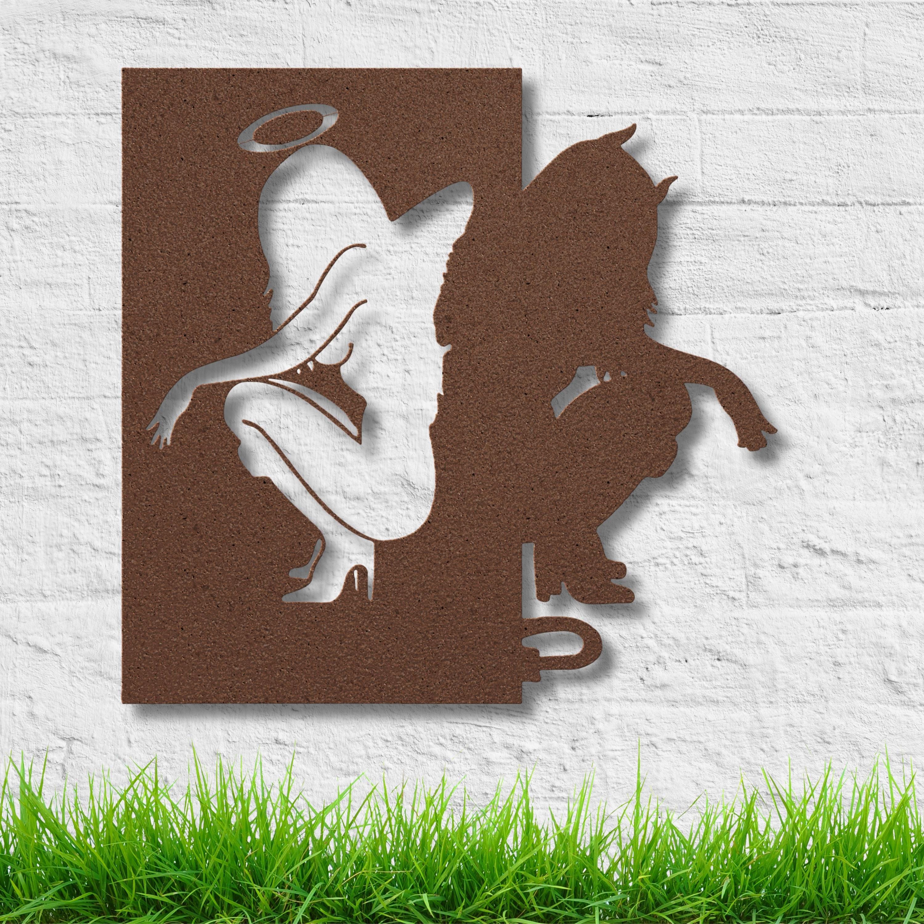Angel Devil Wall Art – Good vs Evil Metal Silhouette Decor | Unique Contrast Design
