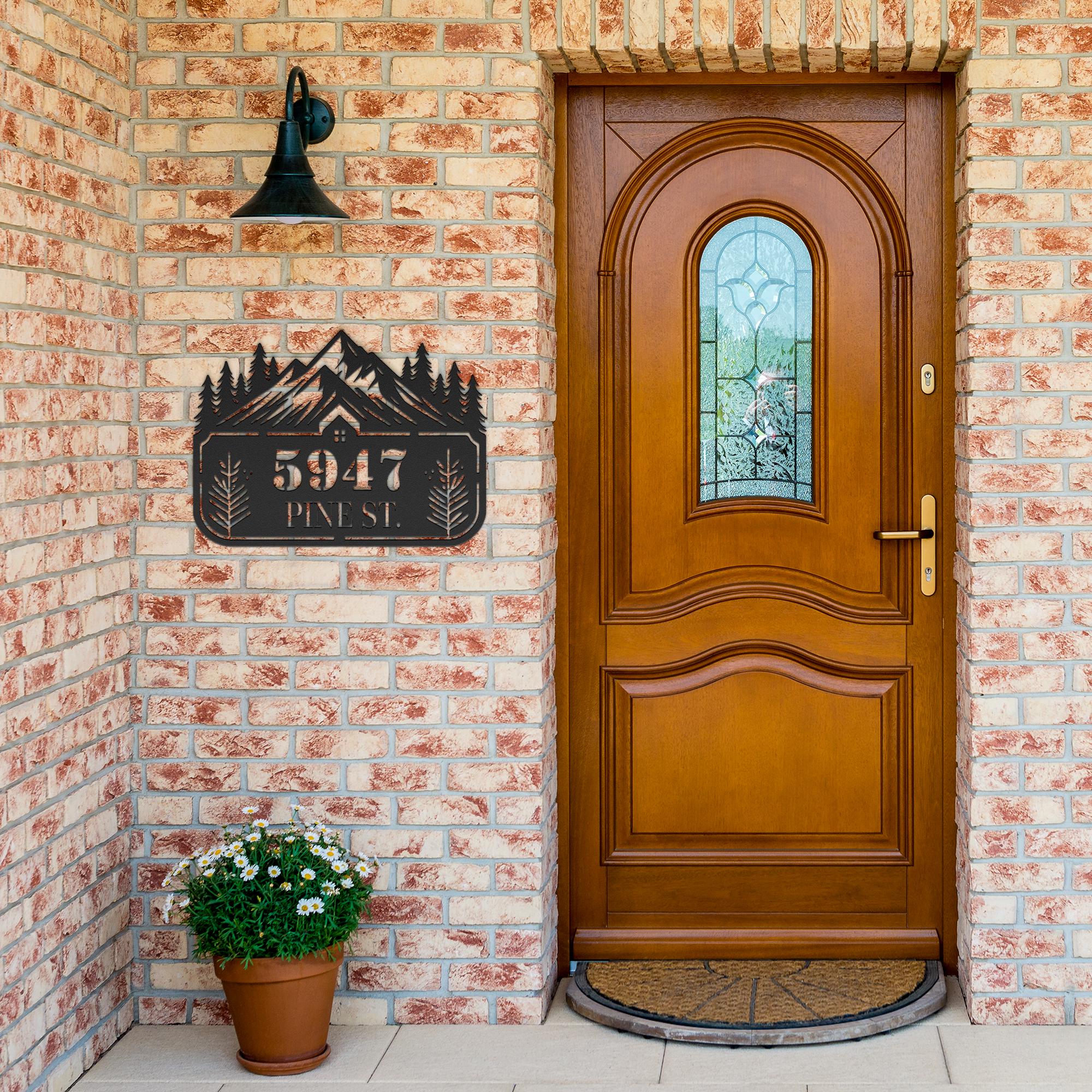 Personalized Metal Address Sign - Custom House Number Sign | Rustic Cabin Decor