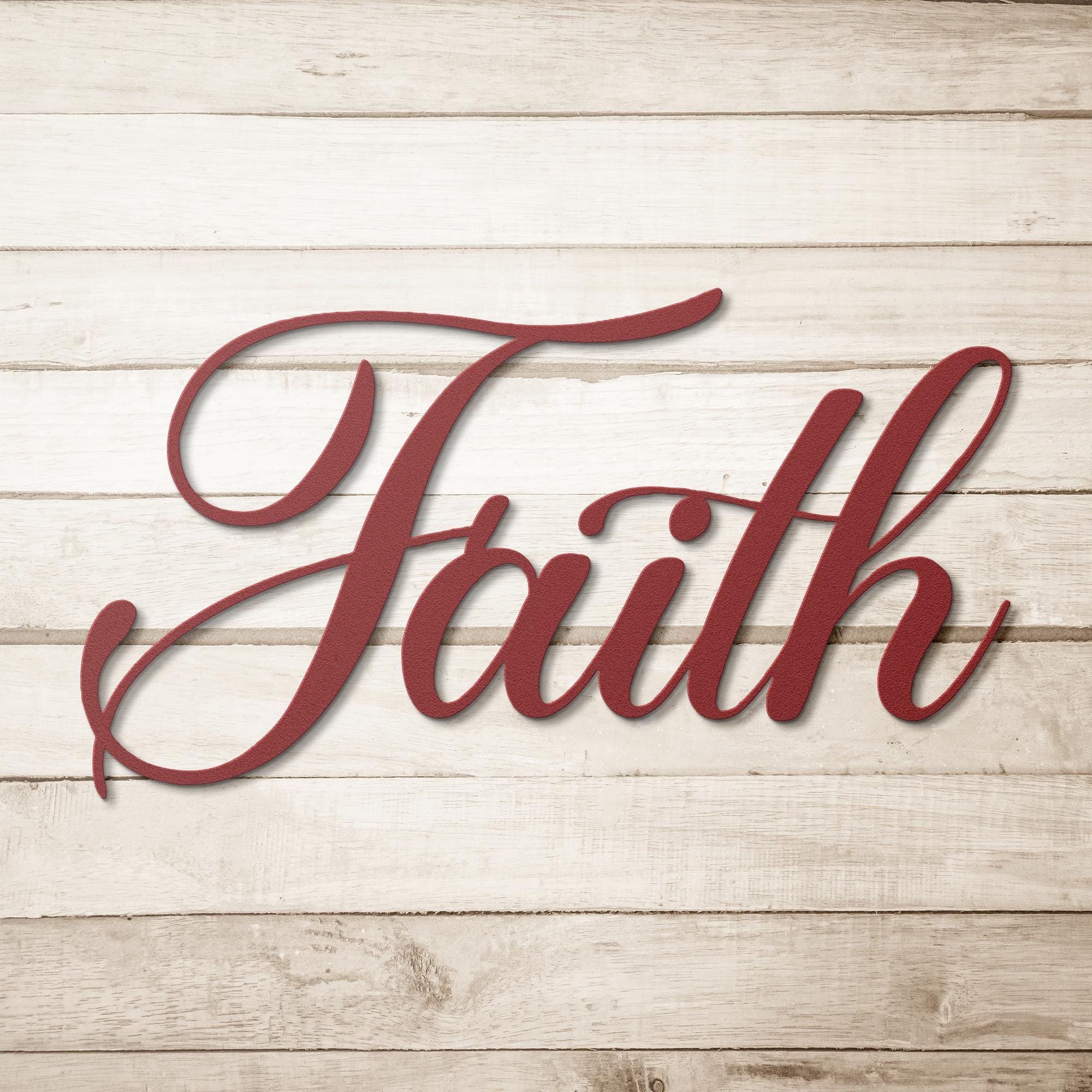 Faith Script Die-Cut Metal Sign, Religious Home Decor, Inspirational Word Art, Christian Gift