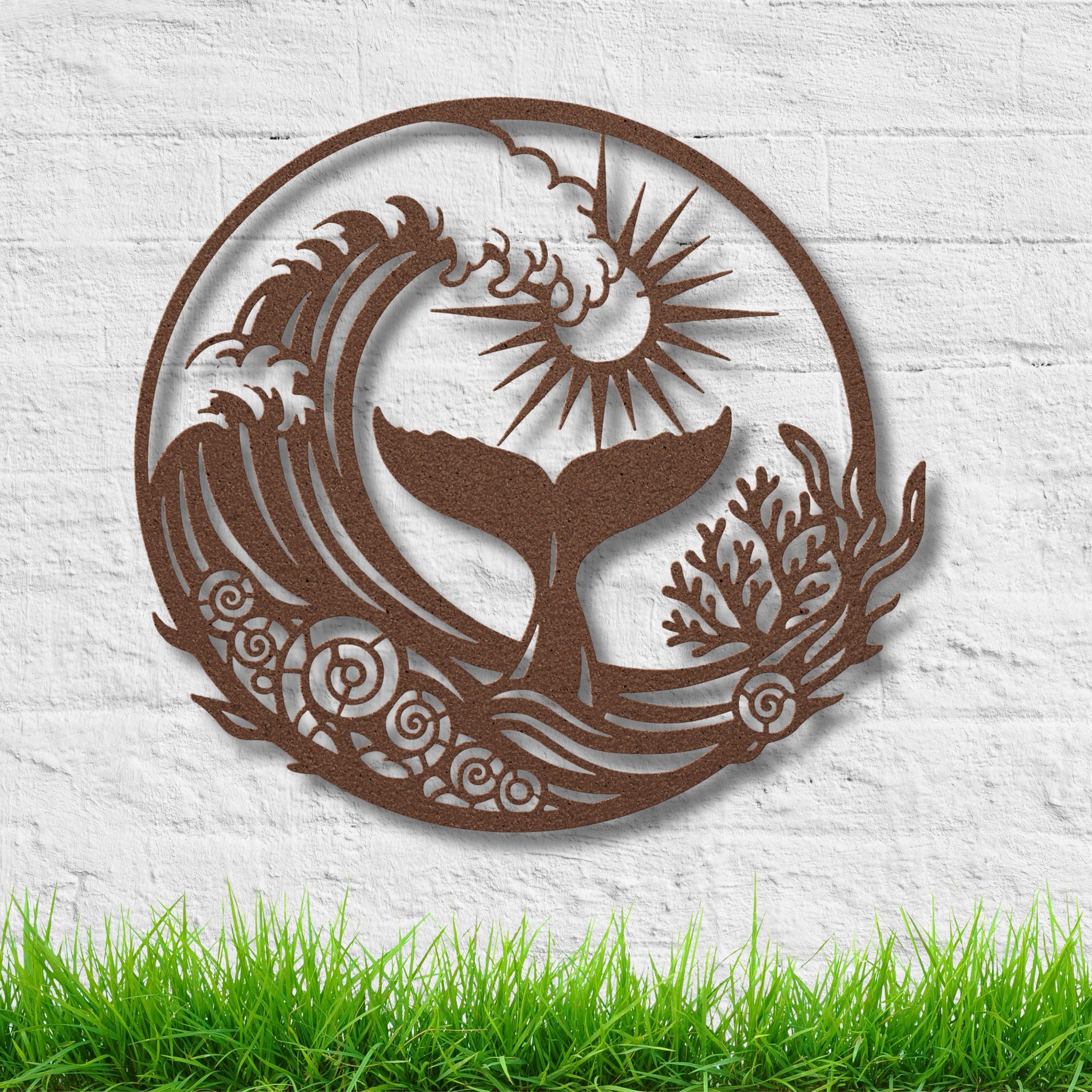 Whale Tail Metal Wall Art, Ocean Wave Sign, Nautical Decor, Beach House Gift, Sea Life Wall Art