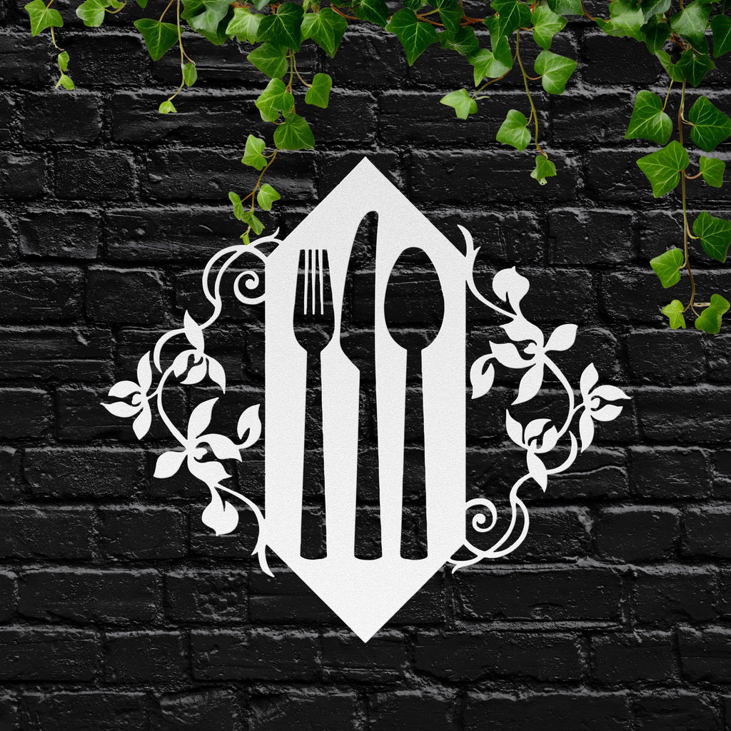 Kitchen Metal Wall Art, Fork Knife Spoon Sign, Dining Room Decor, Restaurant Wall Art