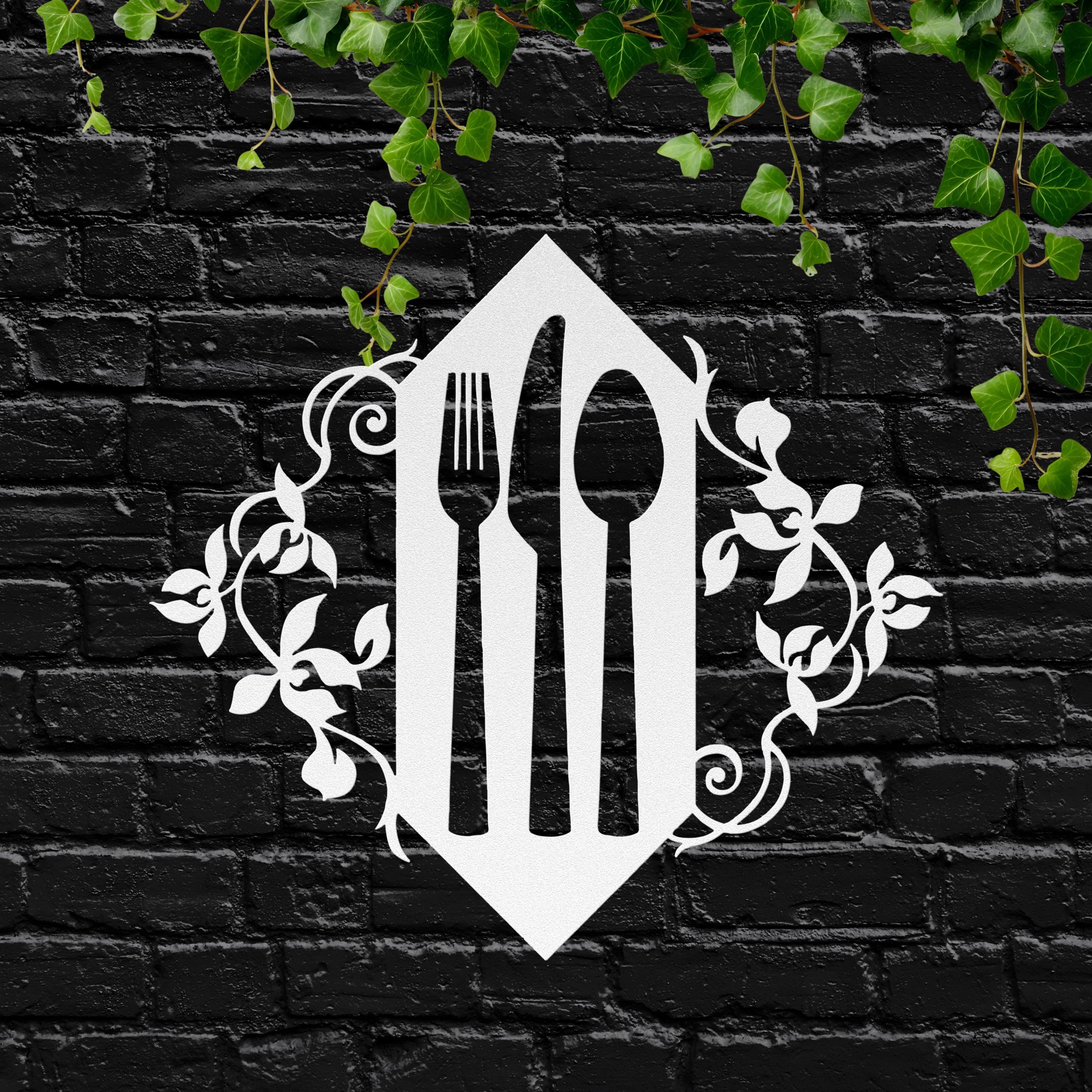 Kitchen Metal Wall Art, Fork Knife Spoon Sign, Dining Room Decor, Restaurant Wall Art