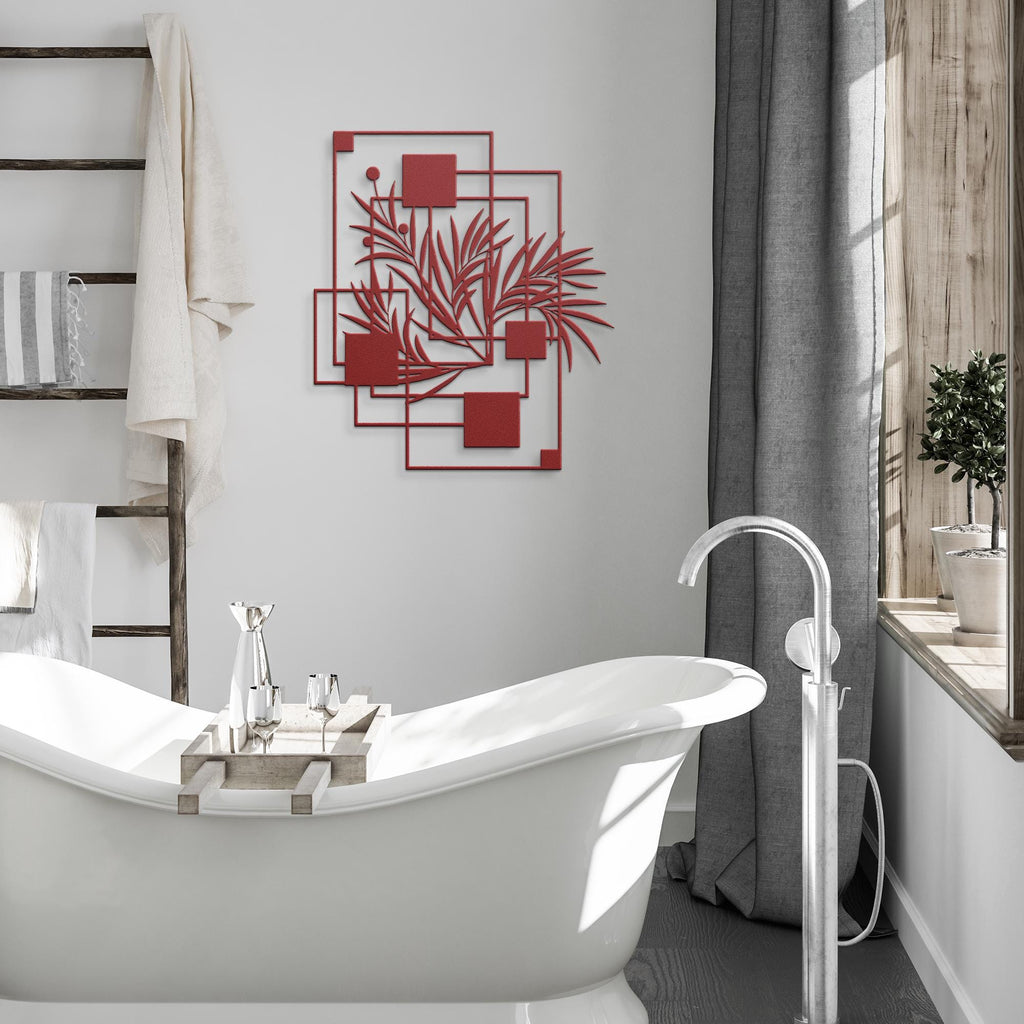 Geometric Plant Metal Wall Art, Mid-Century Modern Decor