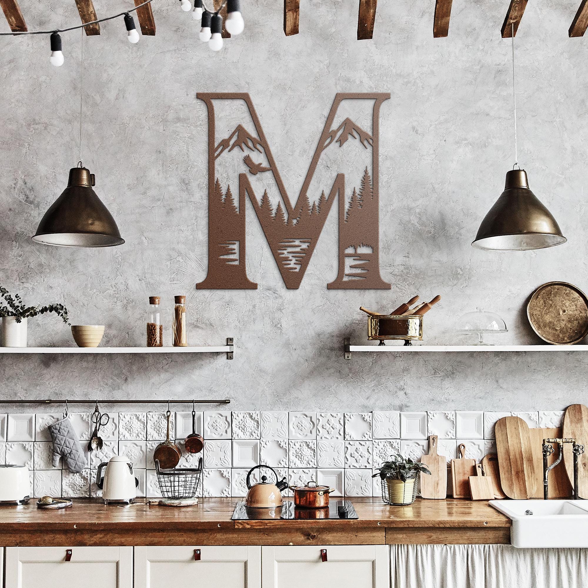 Custom Mountain Forest, Metal Letter Sign, Nature Lover Gift, Outdoor Cabin Wall Decor