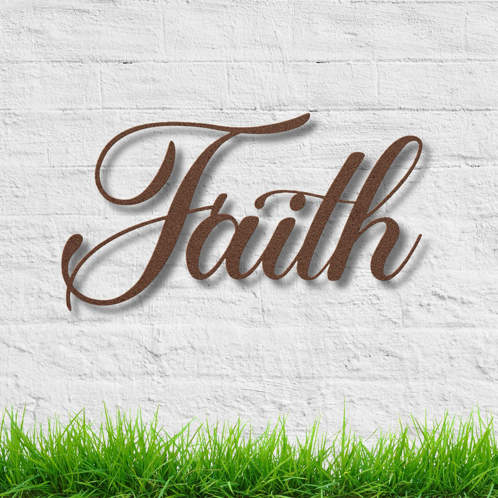 Faith Script Die-Cut Metal Sign, Religious Home Decor, Inspirational Word Art, Christian Gift