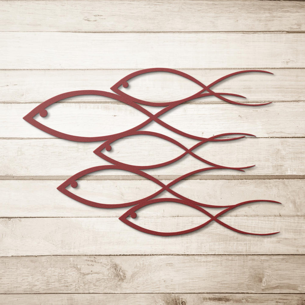 School of Fish Metal Wall Art, Coastal Home Decor, Nautical Beach House Sign, Bathroom Art
