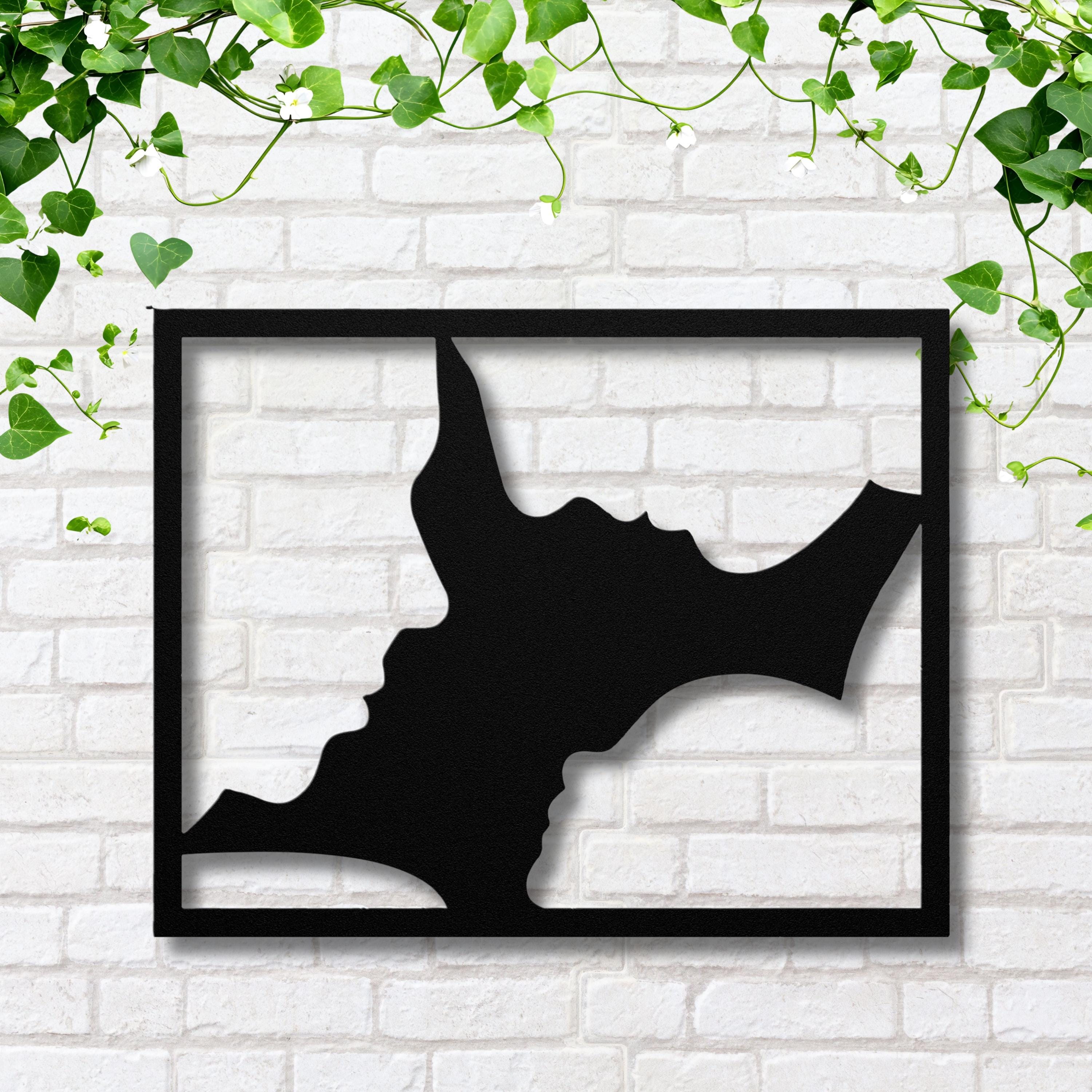 Family Faces Metal Wall Art, Parent and Child Silhouette, Modern Unity Sign, Home Gift