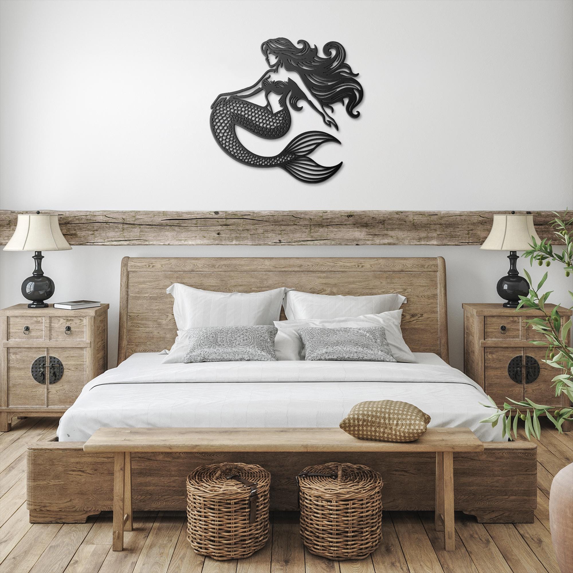 Classic Mermaid Die-Cut Metal Sign, Siren Nautical Decor, Fantasy Ocean Art, Beach Lover Gift