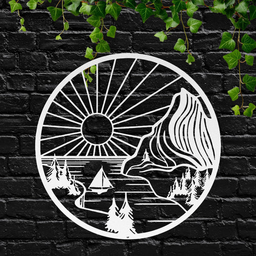 Coastal Metal Wall Art – Nautical Wall Decor | Sunrise Metal Sign, Sailboat Silhouette