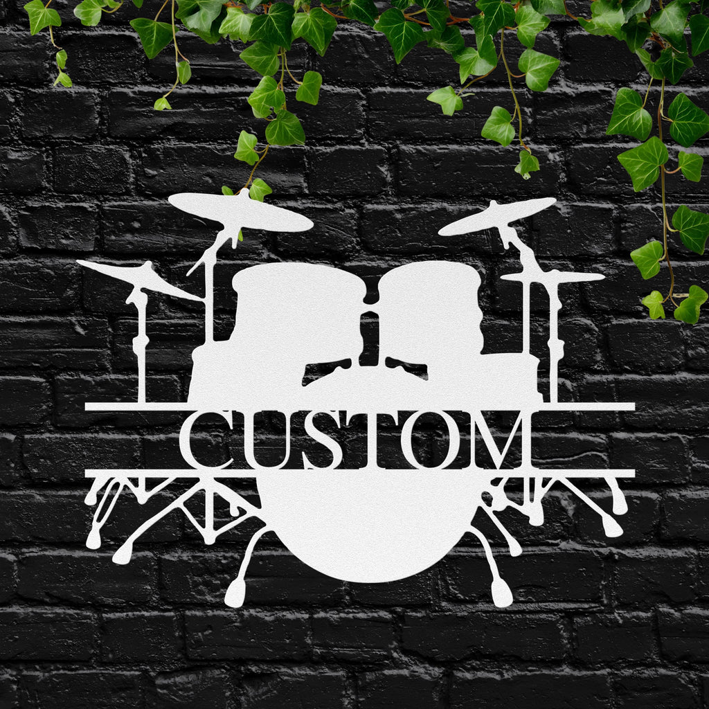 Custom Drum Set Metal Sign | Personalized Drummer Gift | Music Studio Decor | Die-Cut Percussion Wall Art | Split Monogram