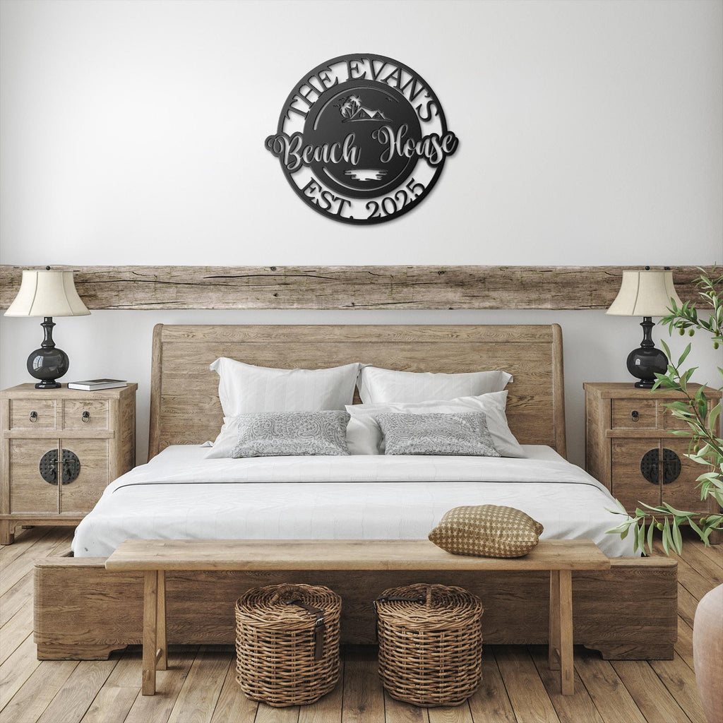 Personalized Beach House Metal Sign, Coastal Family Name Plaque, Ocean Home Decor, Custom Est. Year Gift for Vacation Home
