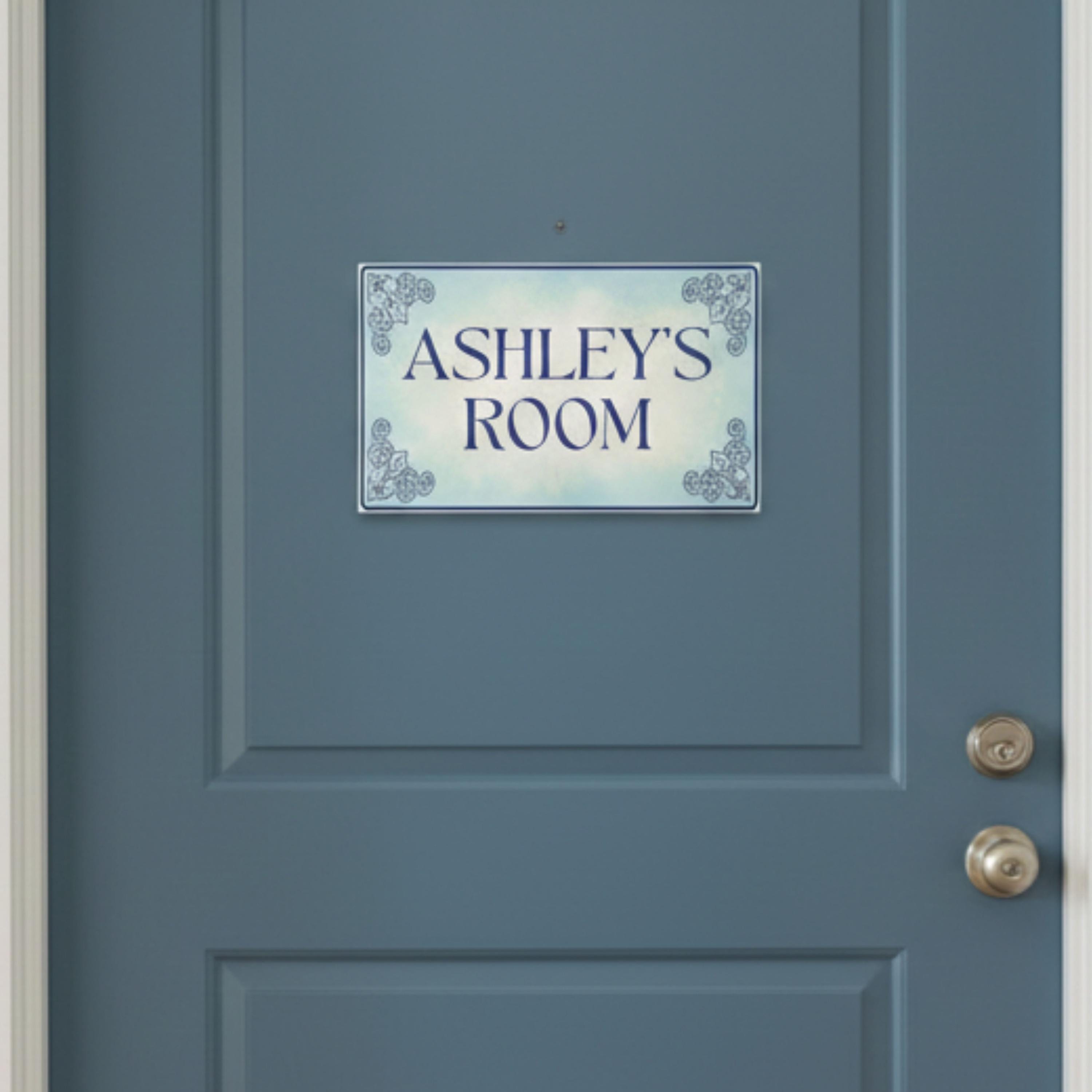 Personalized Name Metal Sign | Custom Girl's Room Decor | Vintage Plaque | Floral Dorm Bedroom Wall Art Gift