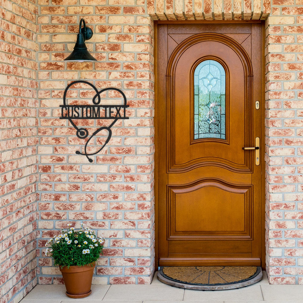 Custom Stethoscope Sign - Personalized Metal Heart Wall Art | Doctor Nurse Gift