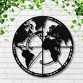 World Map Metal Wall Art, Compass Globe Decor, Travel Wall Hanging, Wanderlust Gift