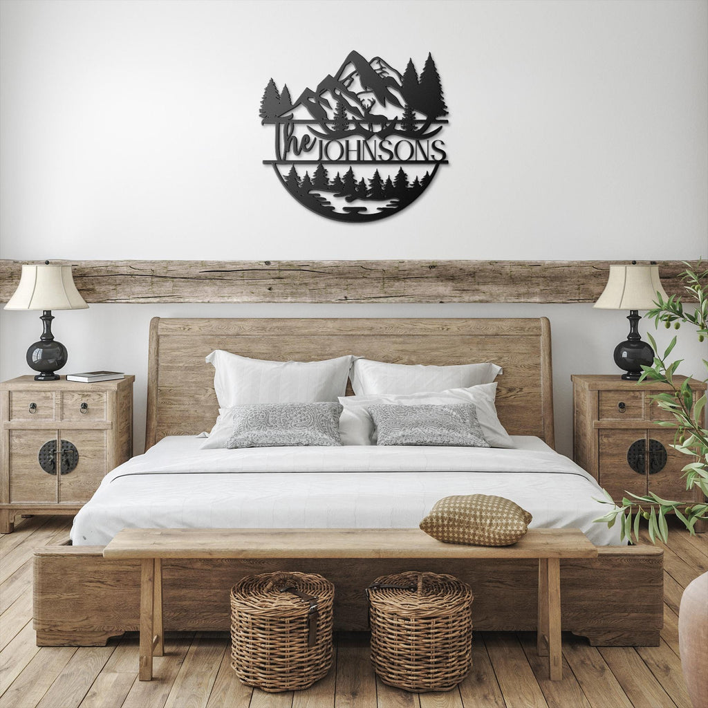Personalized Mountain Elk Metal Sign, Custom Family Name Cabin Decor, Wildlife Forest Wall Art