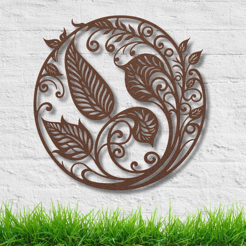 Circular Fern Leaf Metal Art | Ornate Botanical Die-Cut Sign | Mandala Nature Decor | Intricate Scrollwork Wall Hanging