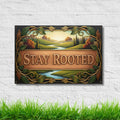 Stay Rooted Metal Sign, Landscape River Wall Art, Nature Inspired Decor, Grounding Gift Idea
