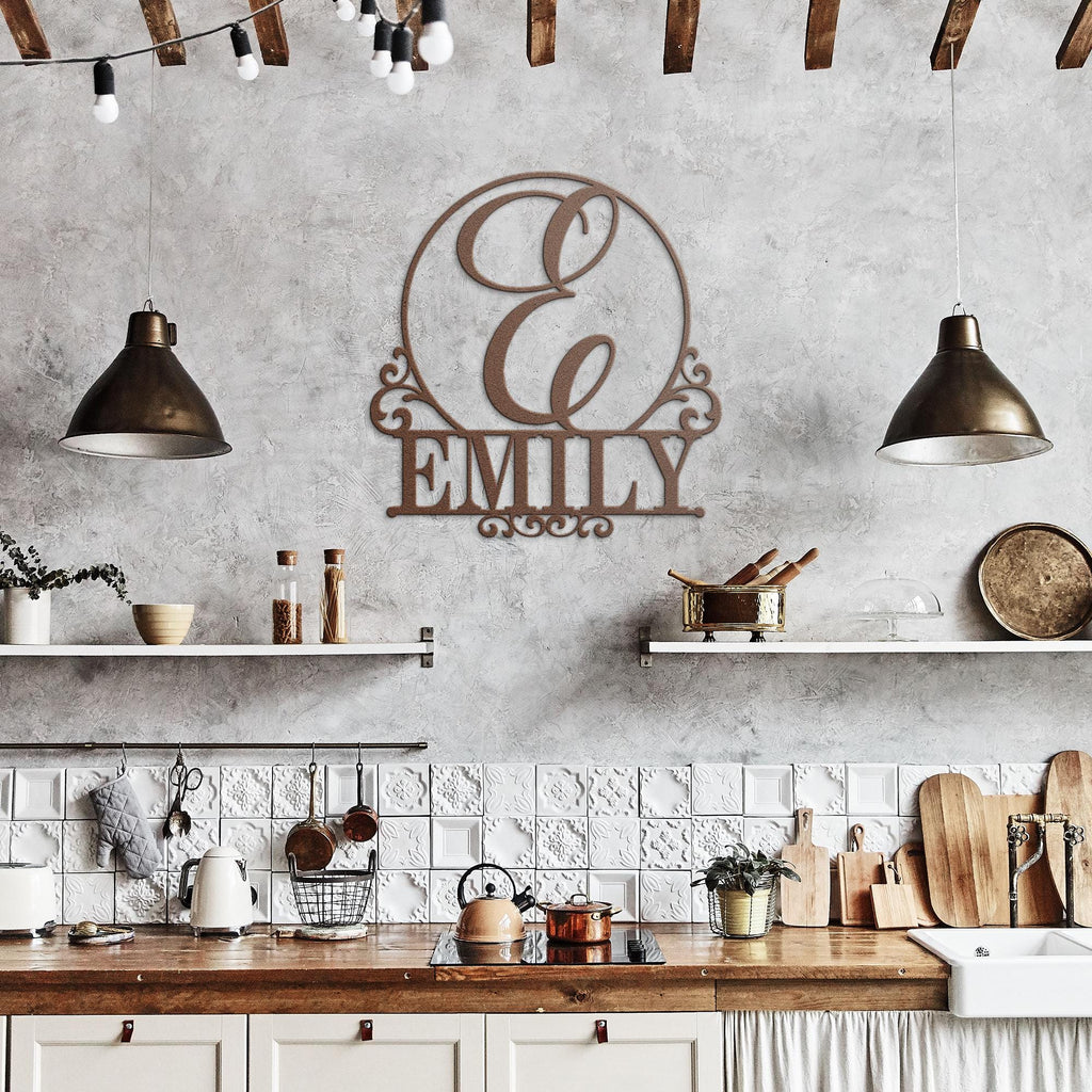 Personalized Metal Last Name Sign: Elegant Monogram Wall Decor