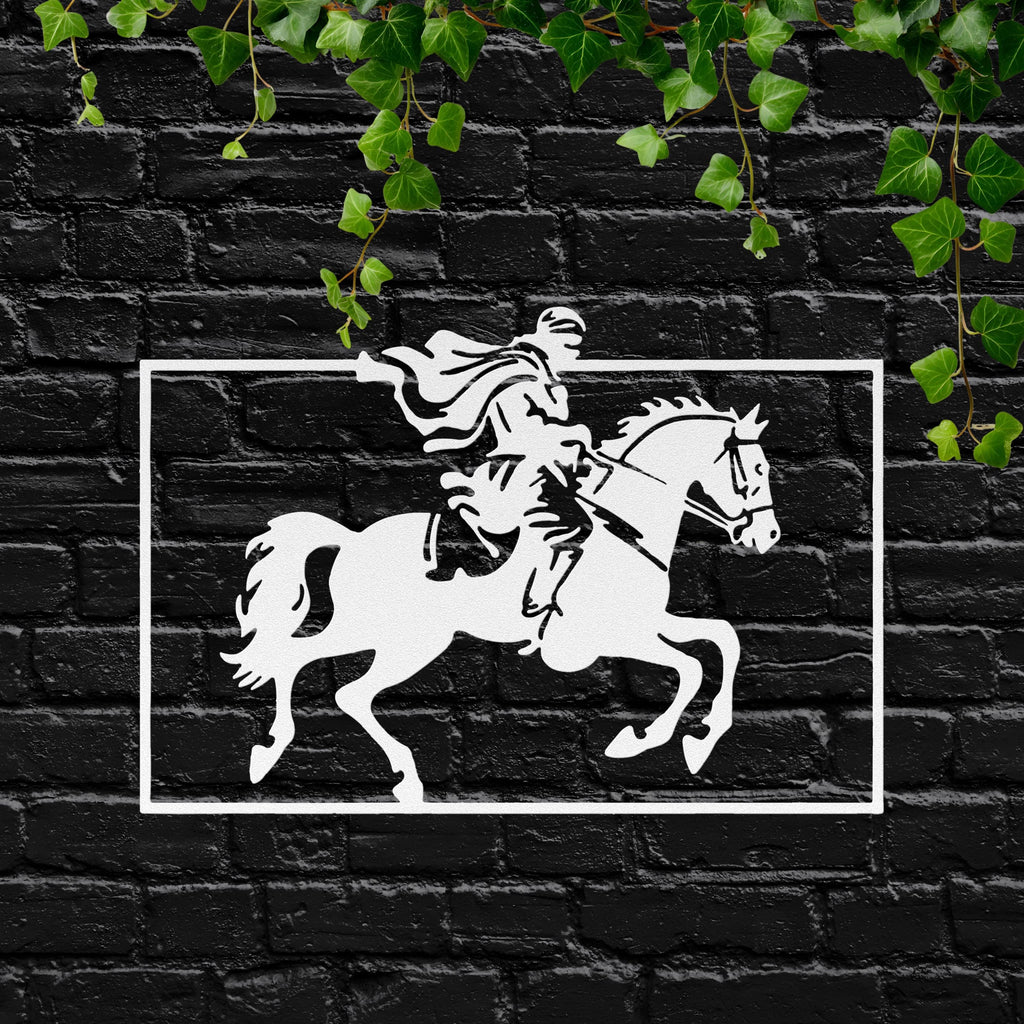 Arabian Horse Metal Wall Art, Bedouin Rider Sign, Desert Nomad Decor, Equestrian Gift, Stallion Silhouette