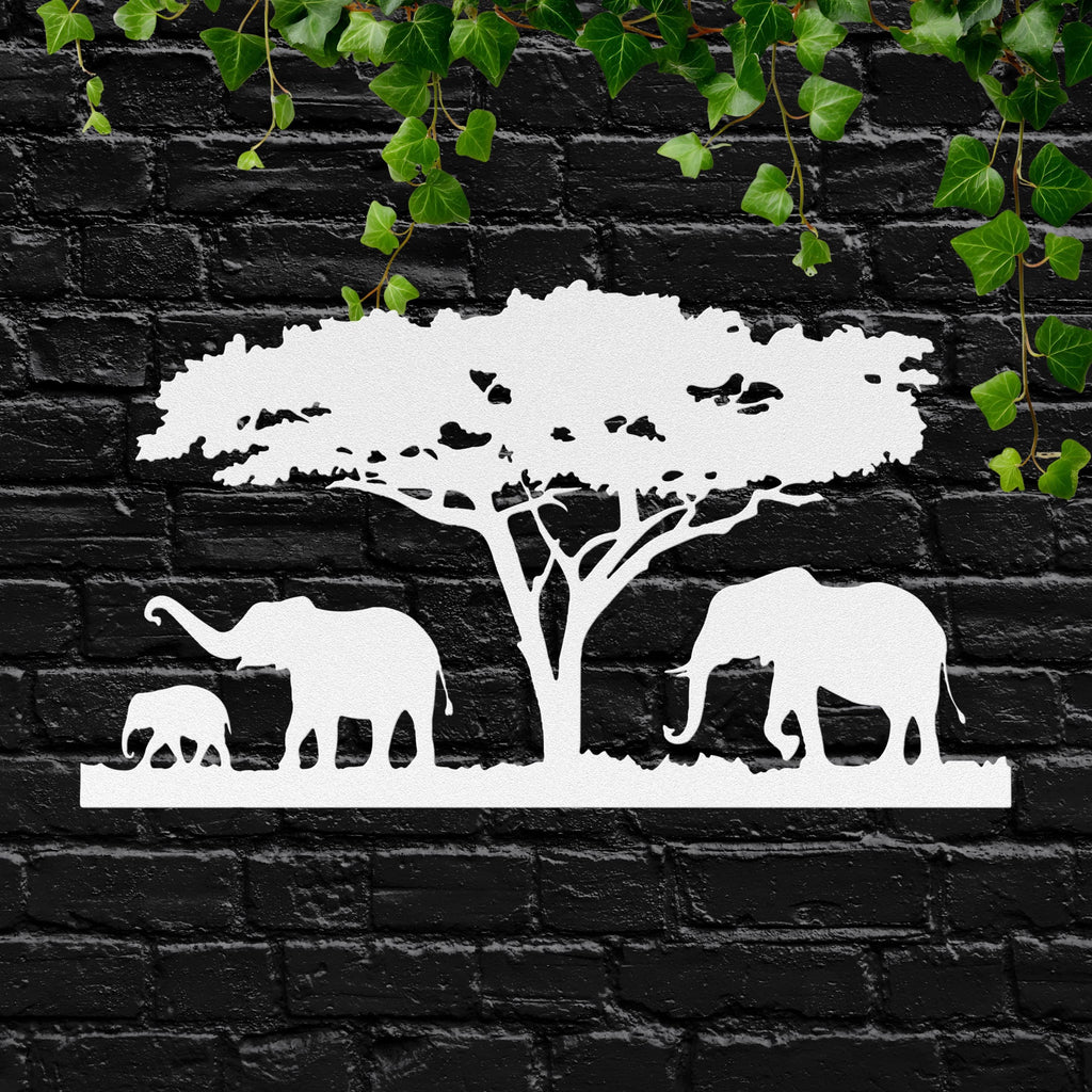 Elephant Family Metal Wall Art, African Safari Silhouette, Nursery Decor