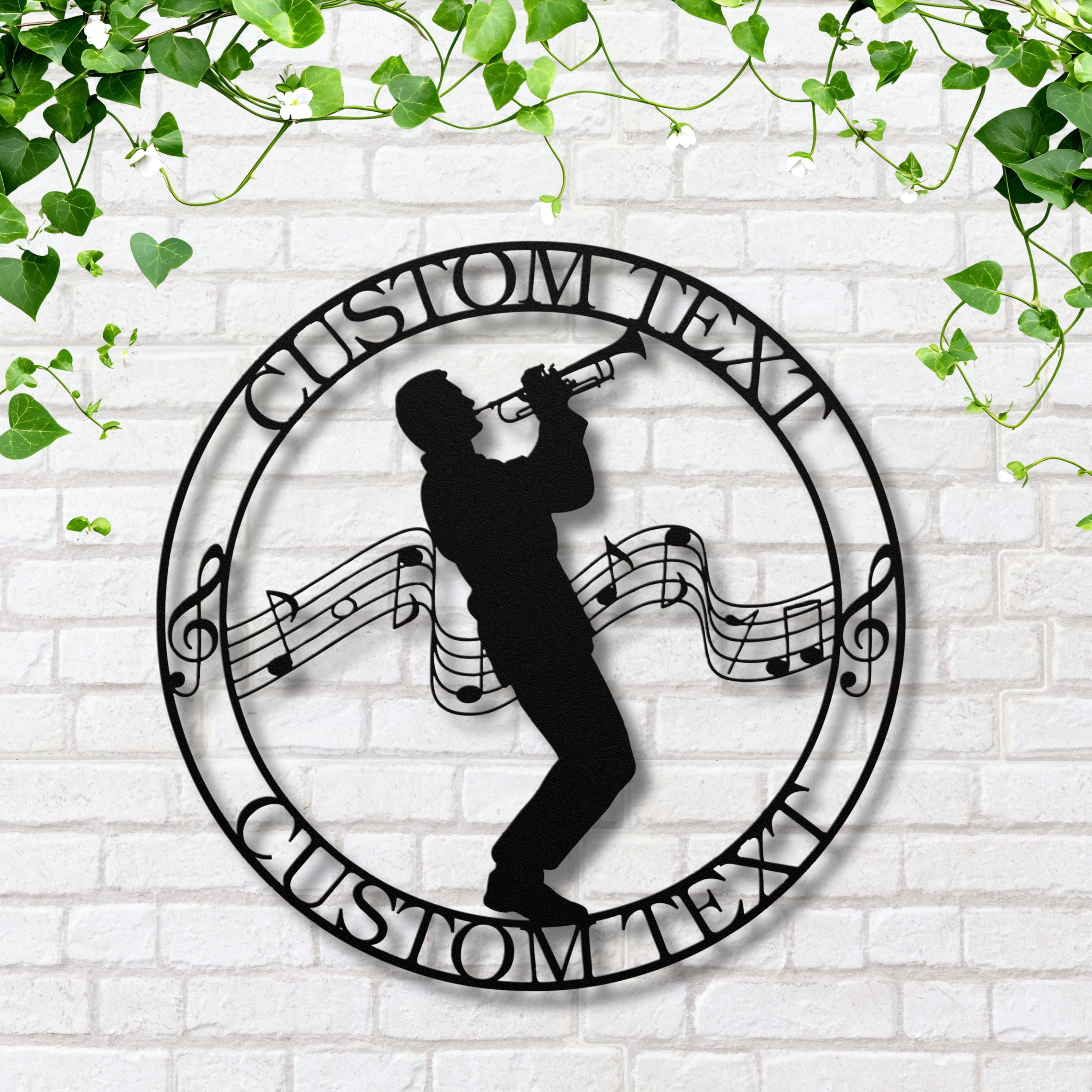 Custom Trumpet Metal Sign | Jazz Music Die Cut Art