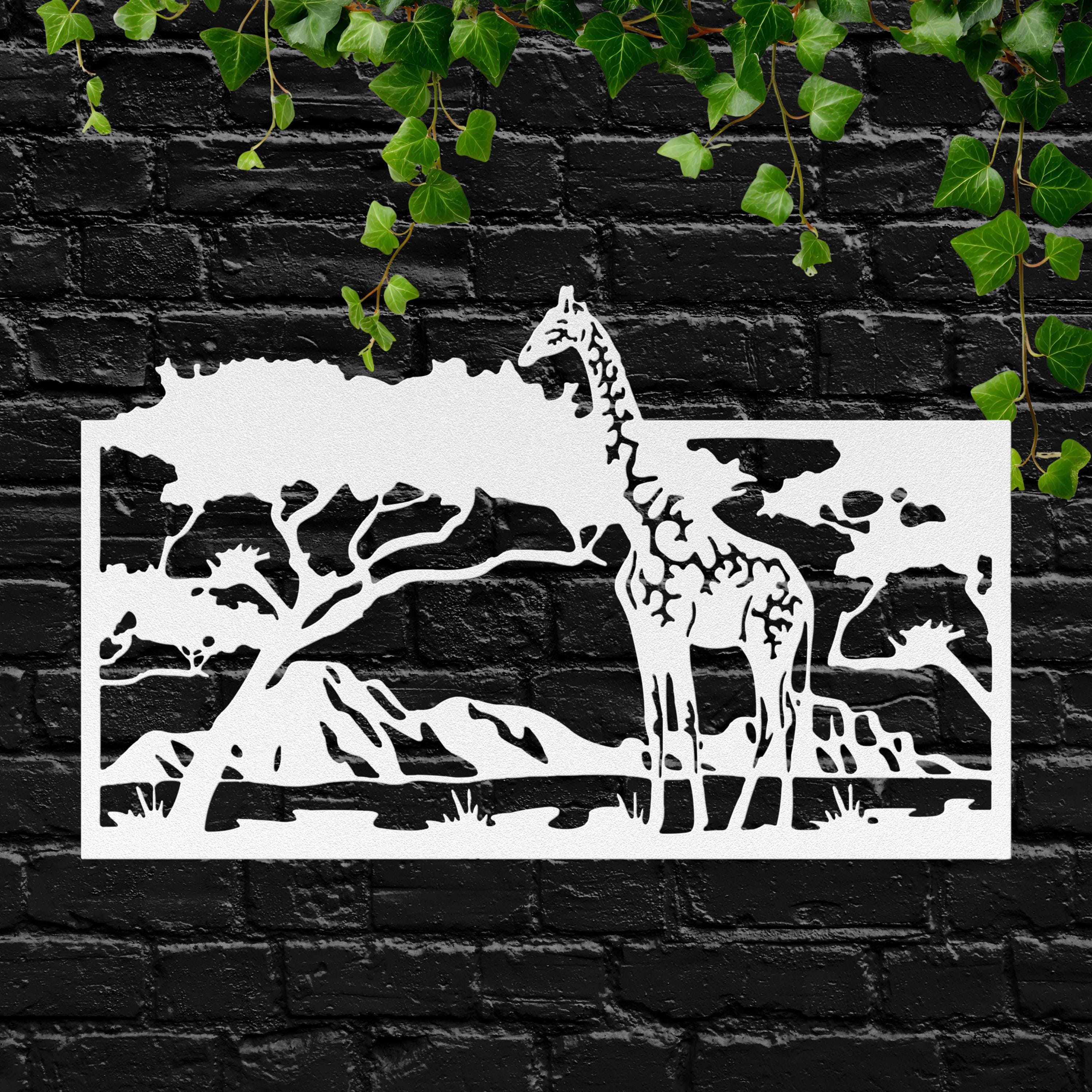 Giraffe Metal Wall Art, African Savanna Decor, Safari Nursery Sign, Wildlife Landscape Art