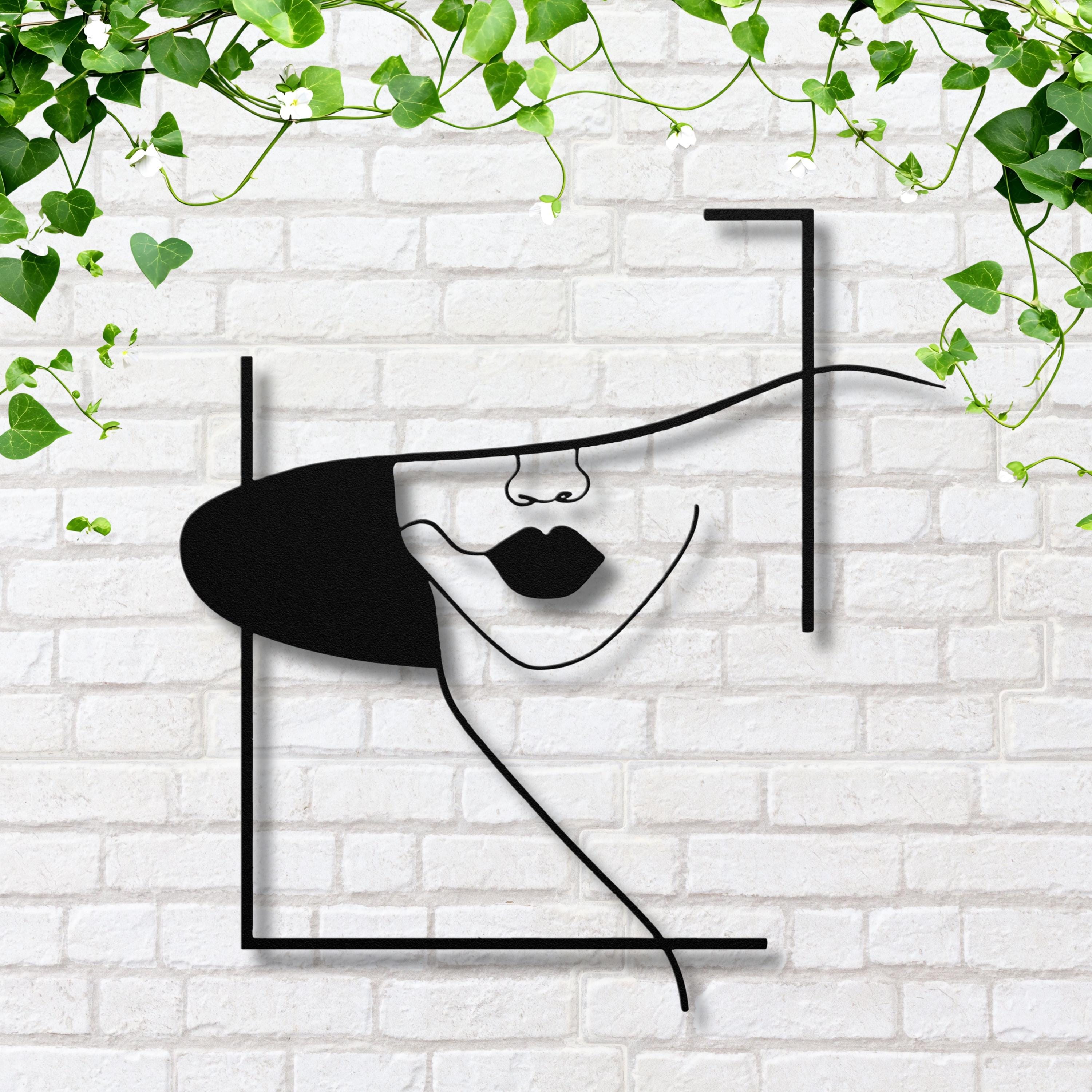 Minimalist Woman Metal Wall Art, Modern Line Art Face Sign, Chic Fashion Room Decor