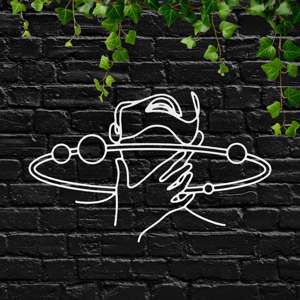 Cosmic Head Line Art Metal Sign | Minimalist Galaxy Face Decor | Abstract Saturn Ring Silhouette | Unique Spiritual Gift