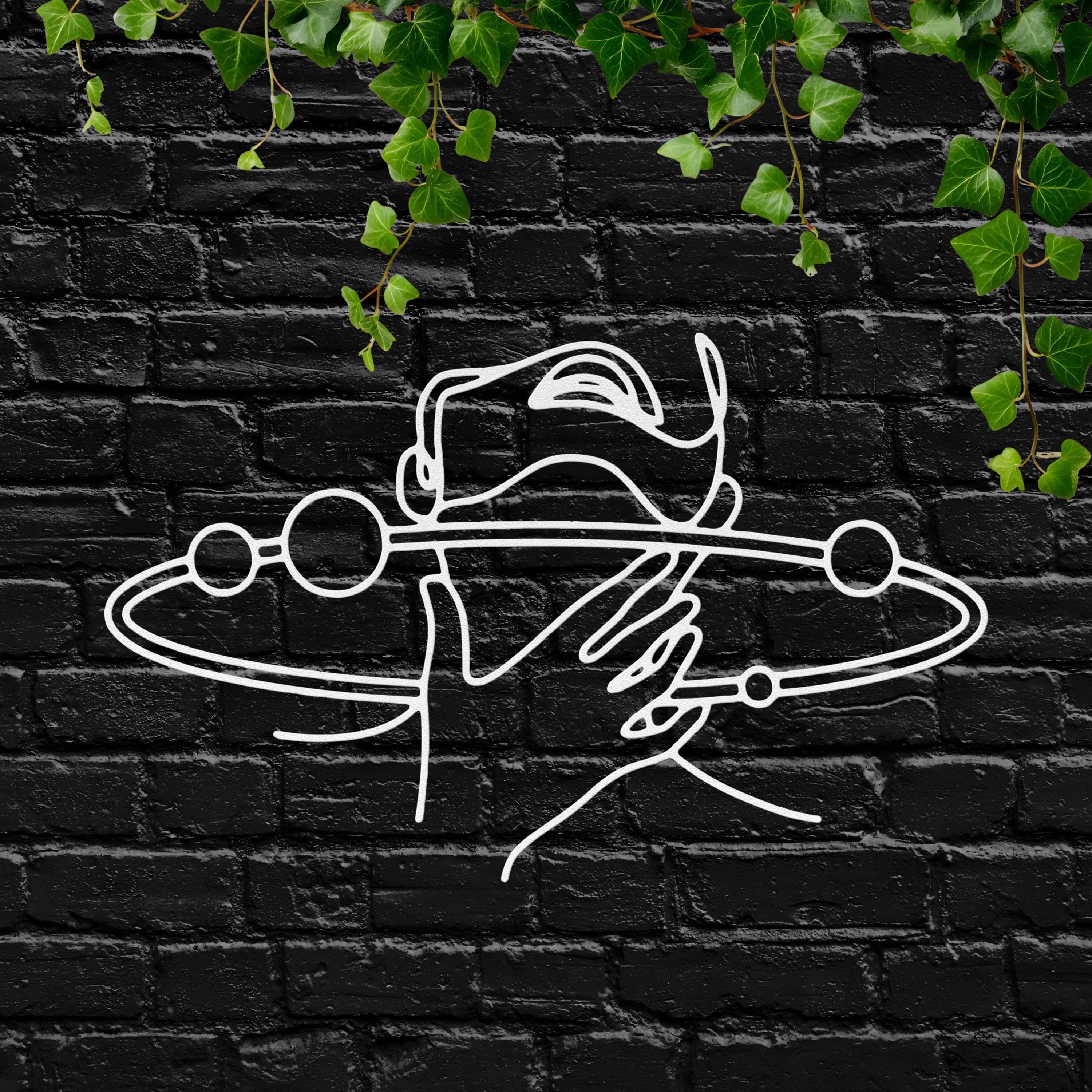 Cosmic Head Line Art Metal Sign | Minimalist Galaxy Face Decor | Abstract Saturn Ring Silhouette | Unique Spiritual Gift