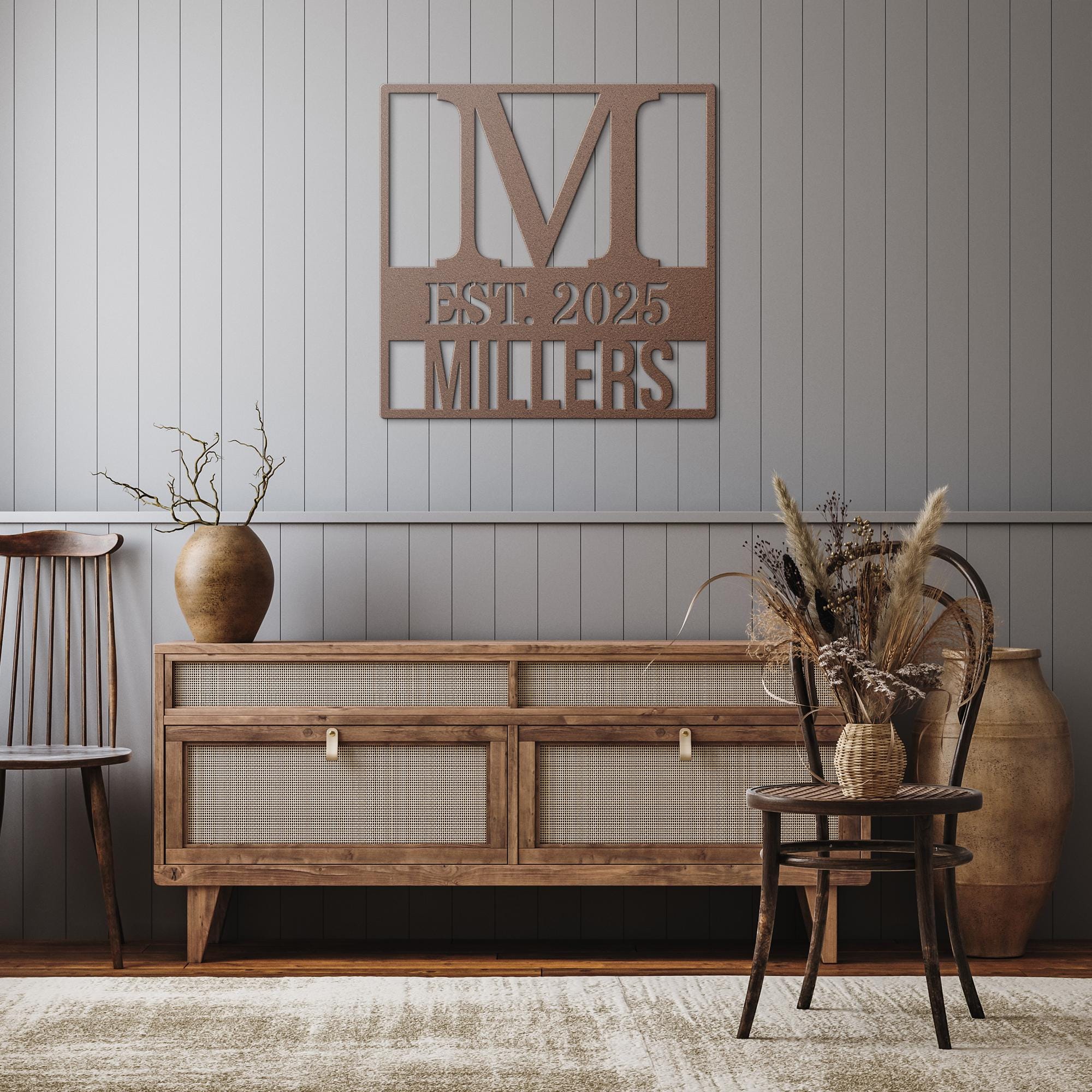 Personalized Metal Monogram, Family Name Sign, Established Date, Wedding Anniversary Gift