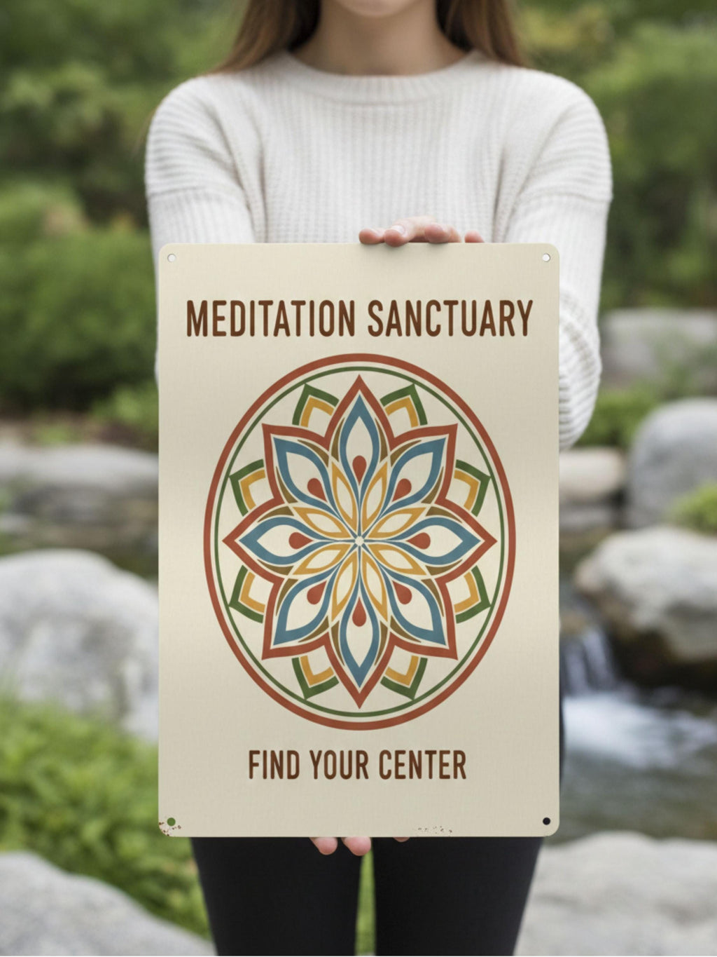 Custom Meditation Sanctuary Metal Sign, Personalized Yoga Studio Decor, Mandala Wall Art, Zen Peace Gift