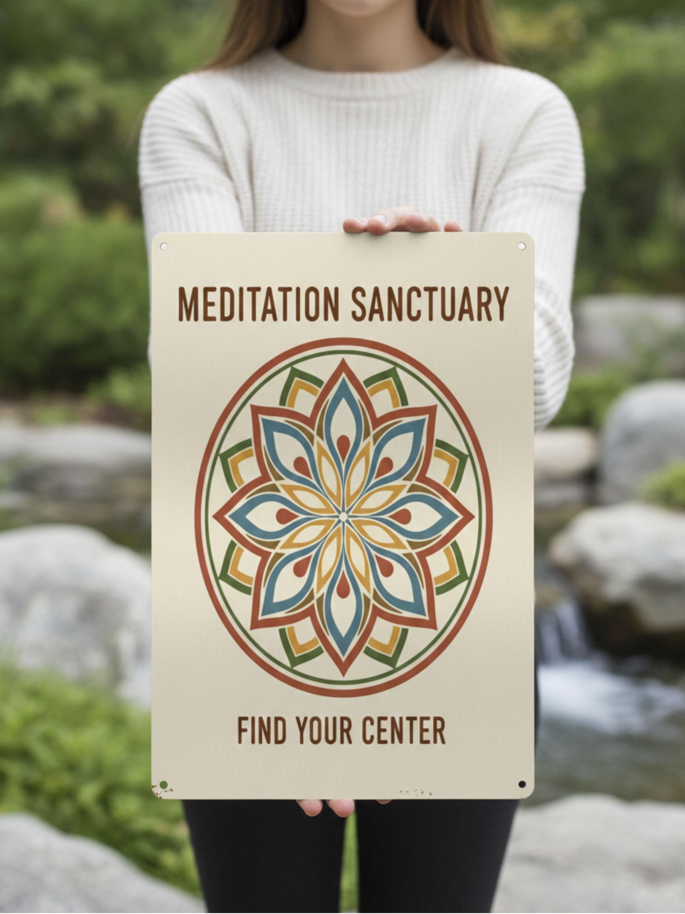 Custom Meditation Sanctuary Metal Sign, Personalized Yoga Studio Decor, Mandala Wall Art, Zen Peace Gift