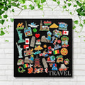 Travel Souvenir Magnet Board | Global Landmark Die Cut Metal Sign, Wanderlust Display Board for Refrigerator Magnets