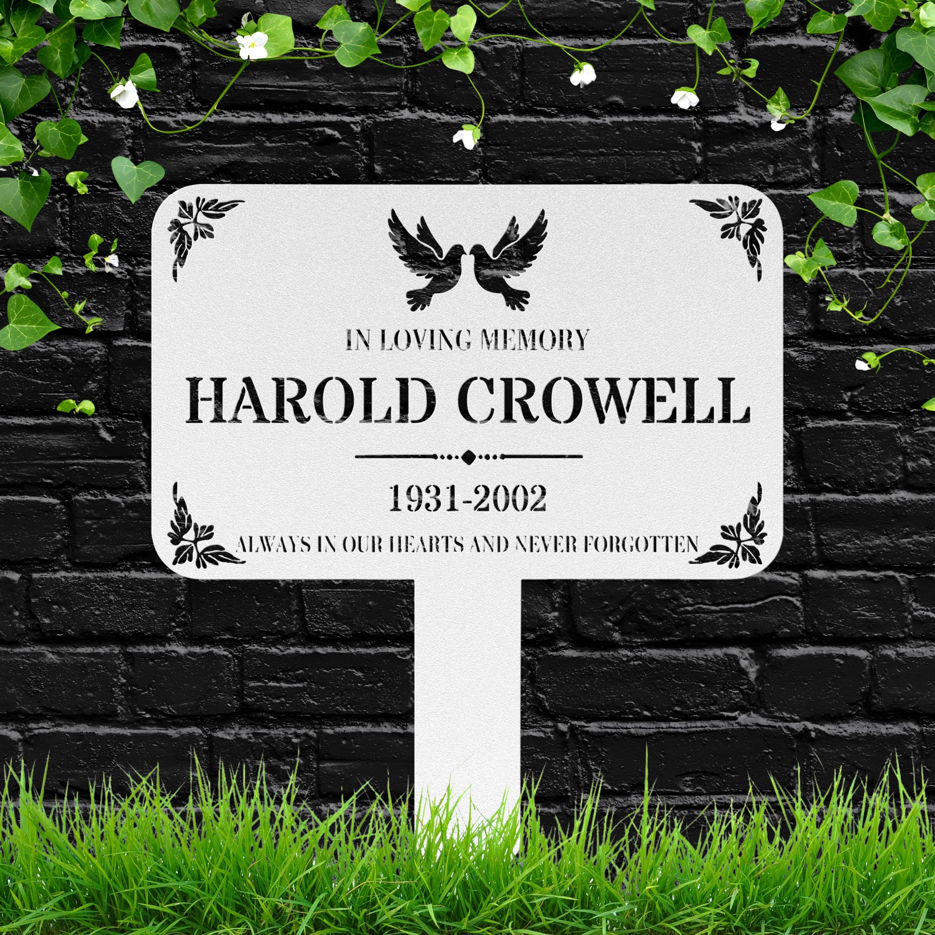 Personalized Memorial Grave Marker, Dove Sympathy Gift, Custom Cemetery Plaque Sign