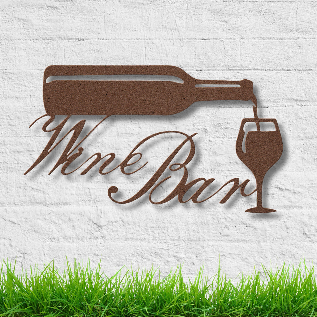 Wine Bar Metal Wall Art, Pouring Bottle Die Cut Sign, Kitchen Decor, Wine Lover Gift